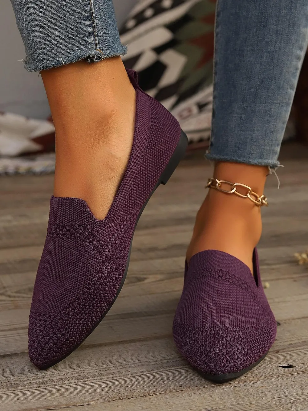 Point Toe Mesh Flats Slip-Ons, image 2