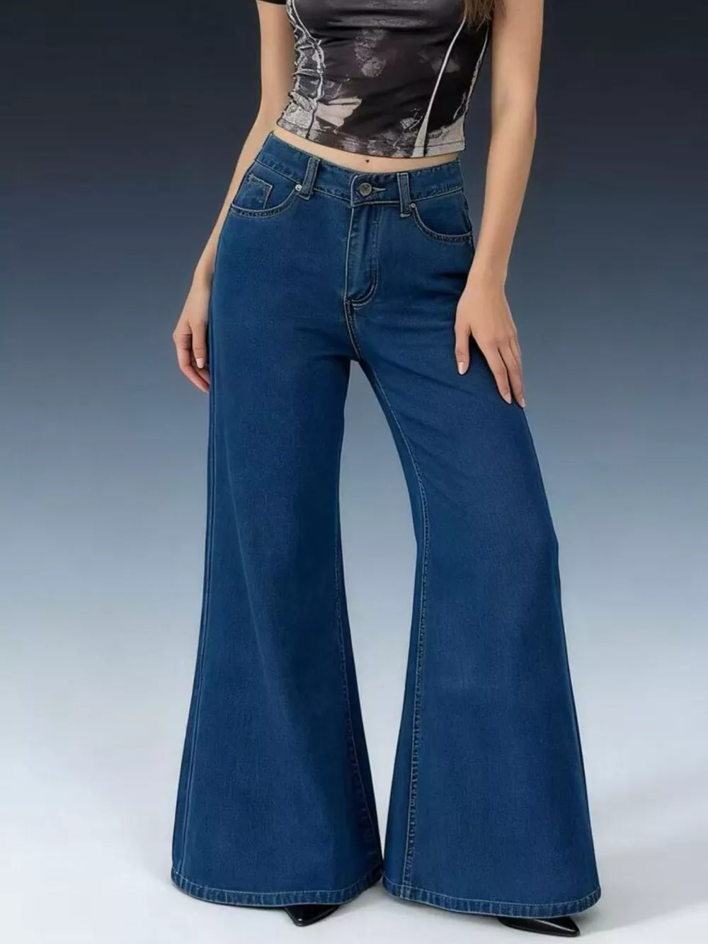 High-Waisted Flare Leg Jeans, image 4