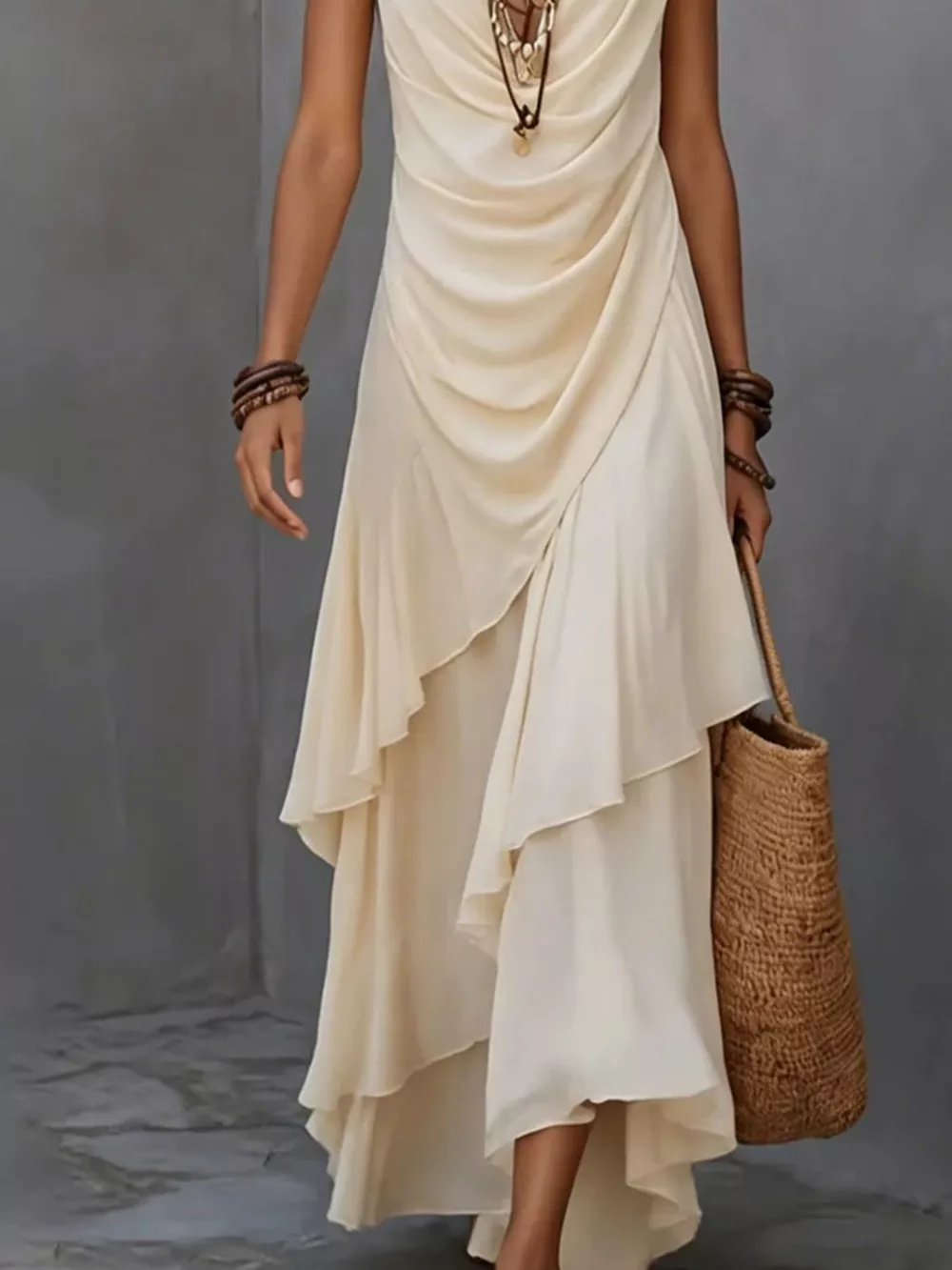 Sleeveless Layered Ruffle Hem Maxi Dress, image 6
