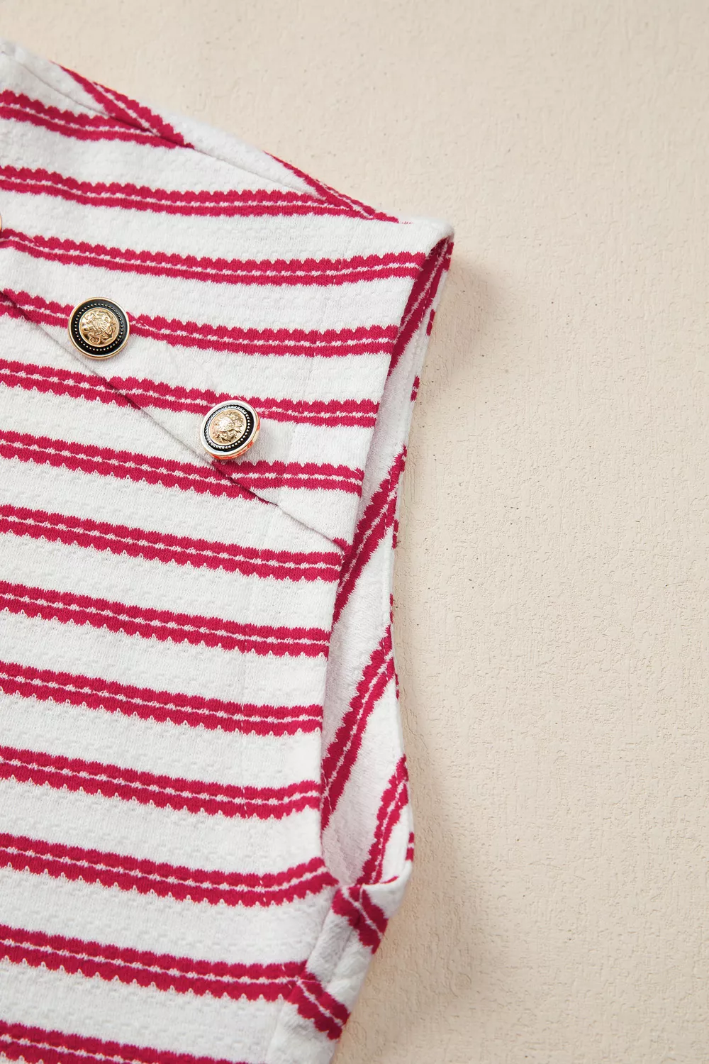 Stripe Textured Knit Button Detail Short Sleeve Casual Tee, image 3