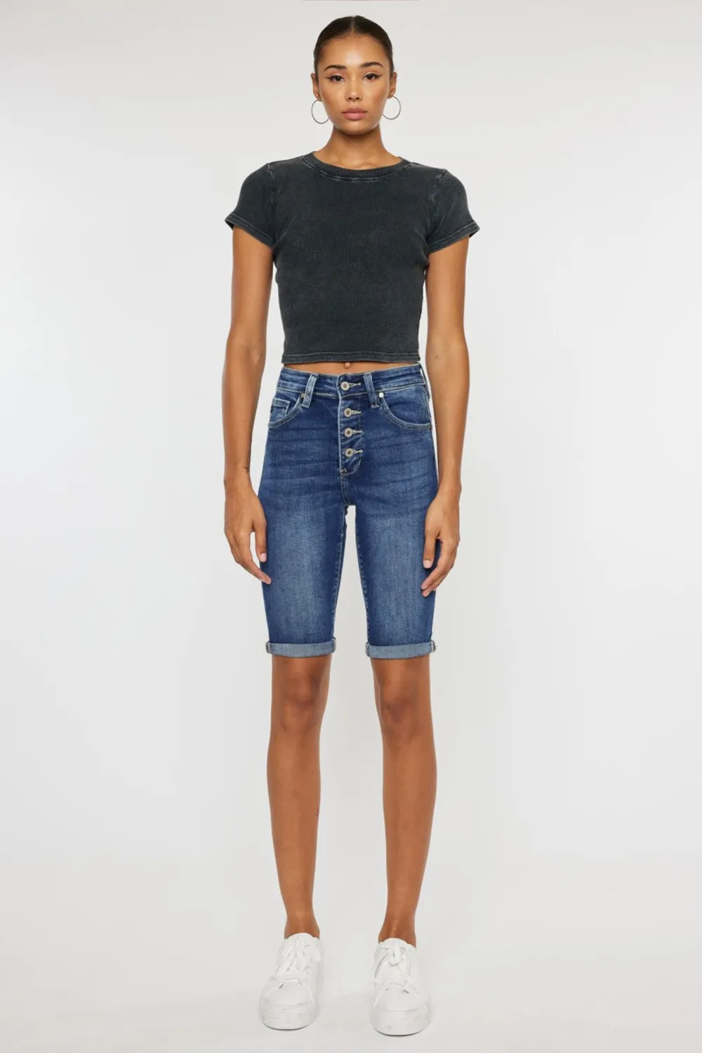 Full Size Cat's Whiskers Button Fly Denim Shorts, image 4