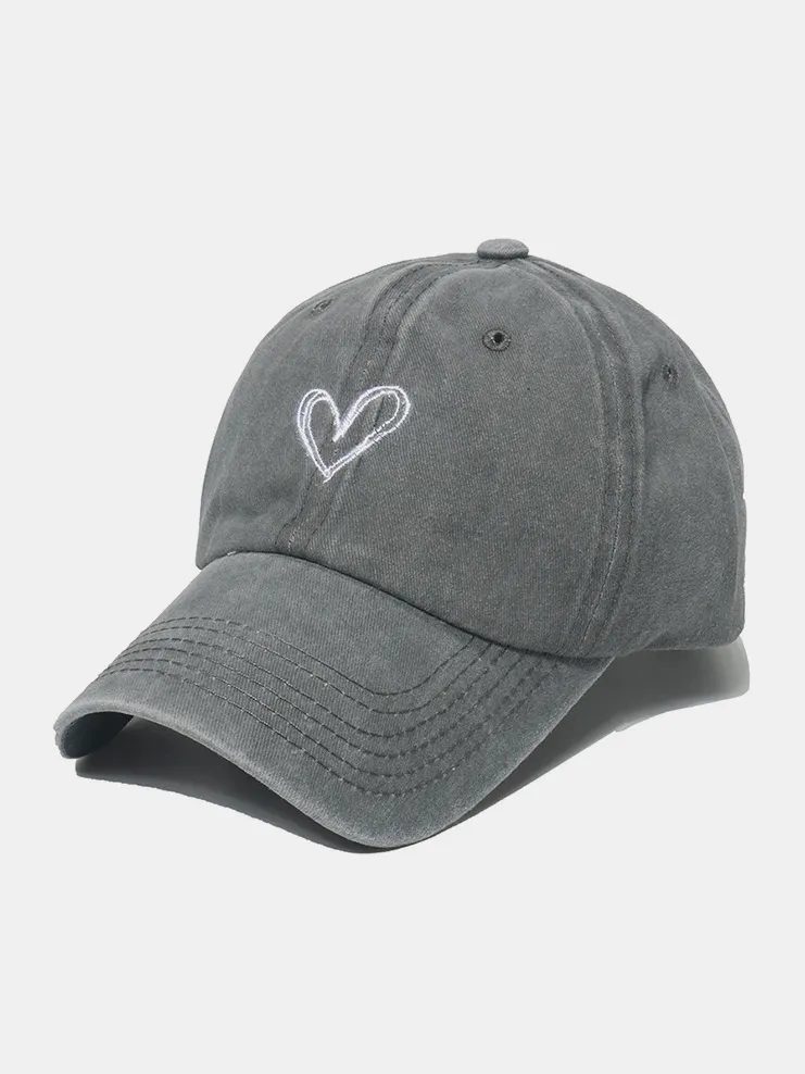 Embroidered Heart Washed Cotton Baseball Cap, image 5
