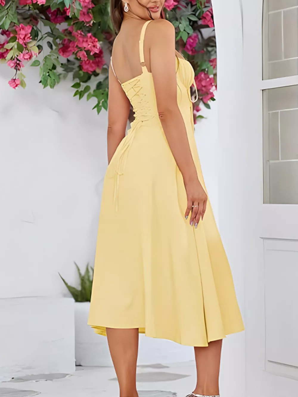 Tie-Front A-Line Midi Dress, image 6
