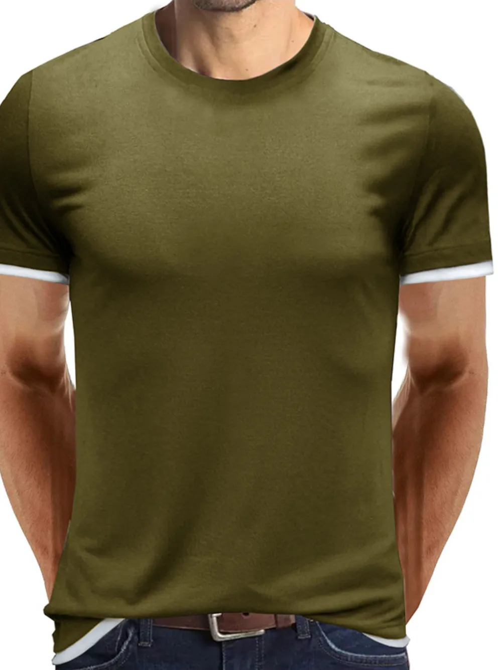 Men‘s Classic Contrast Trim Crew Neck T-Shirt