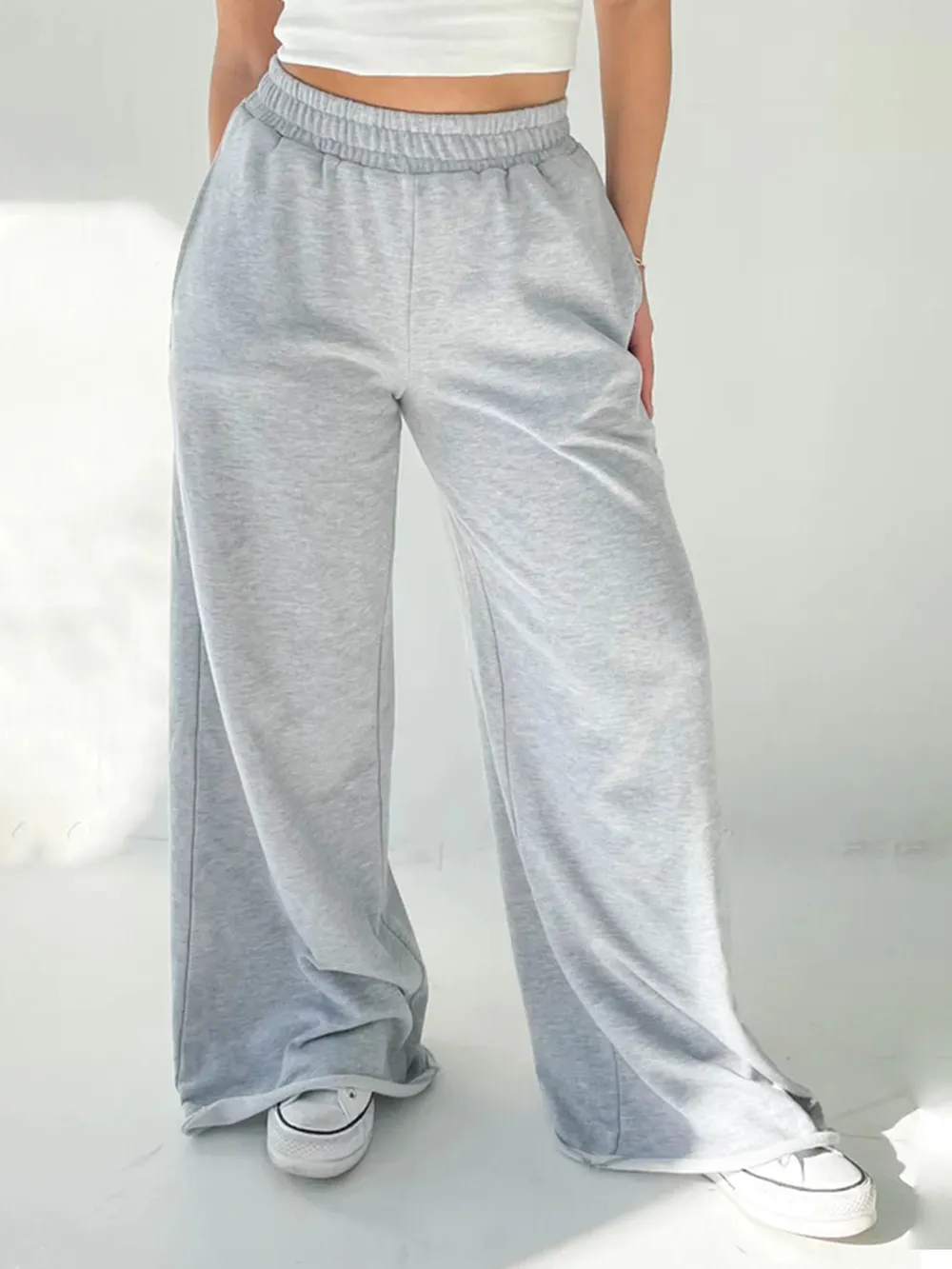 Elastic Waist Wide Leg Pants, image 2