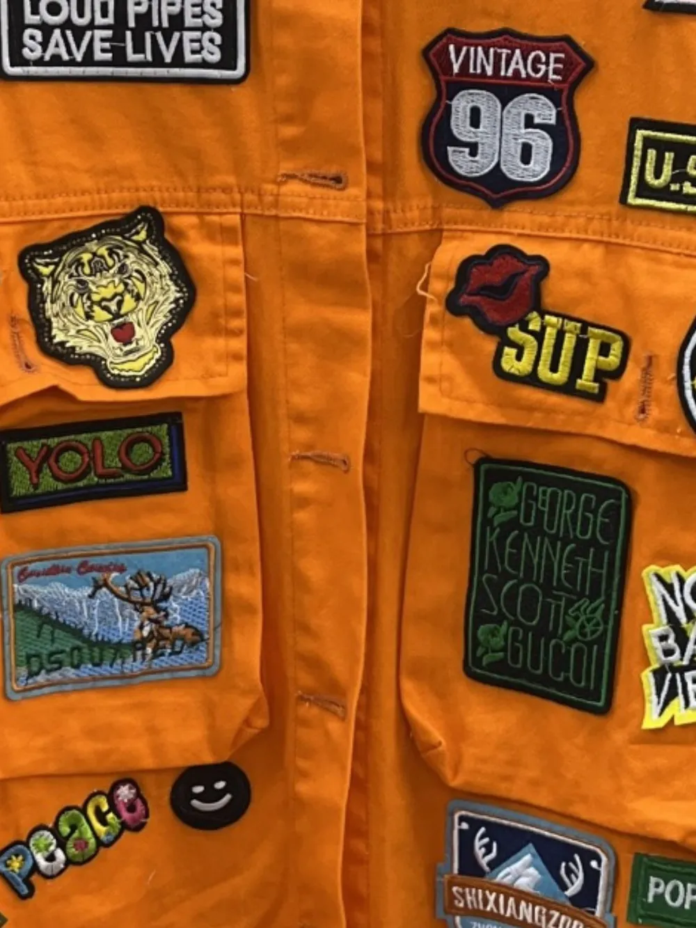 Embroidered Patch Button Up Long Sleeve Denim Jacket, image 3