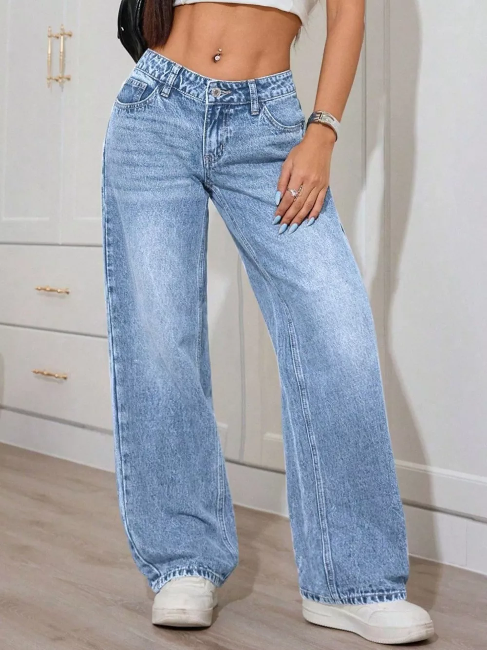 Washed Wide Leg Jeans, image 5