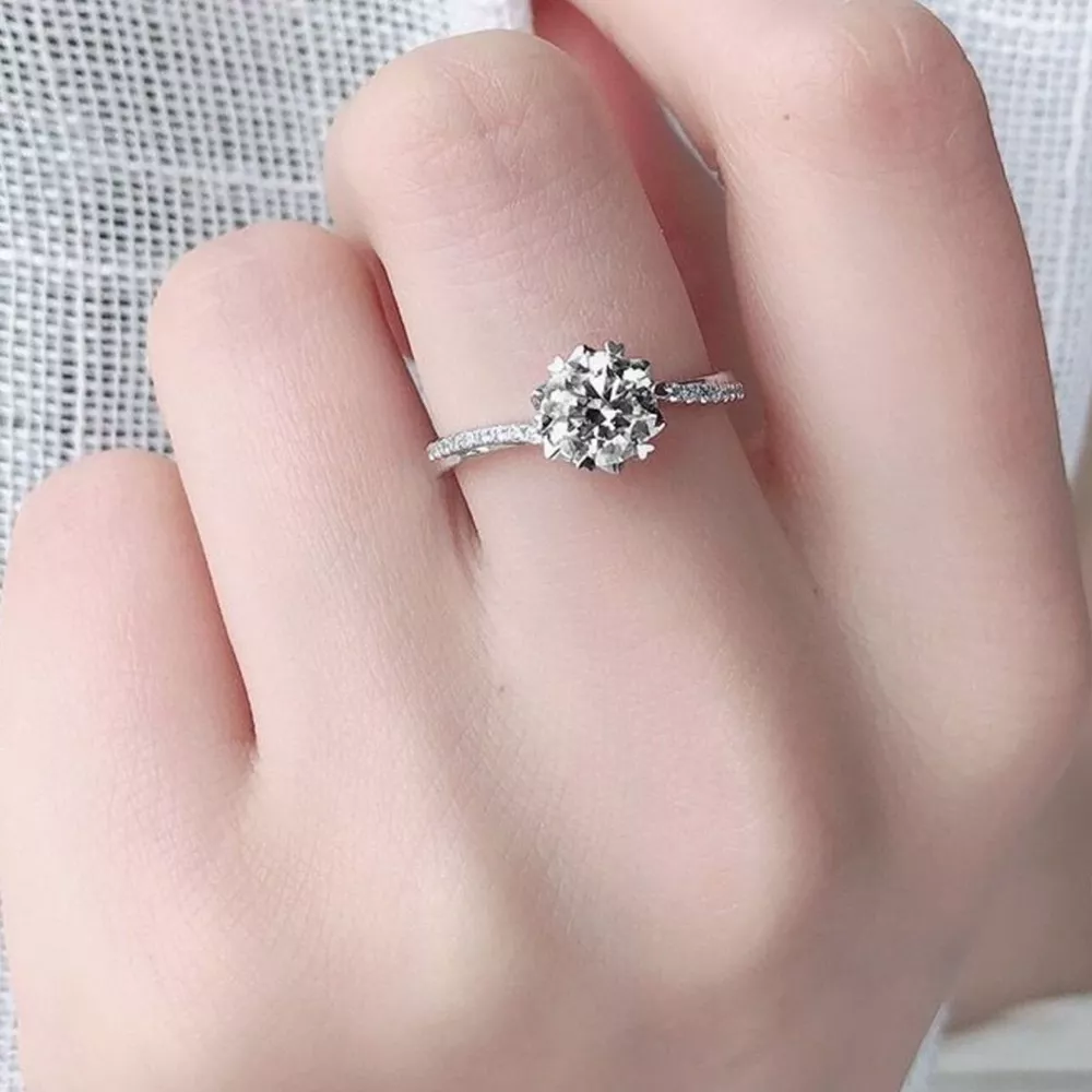 1 Carat 925 Sterling Silver Moissanite Ring, image 5
