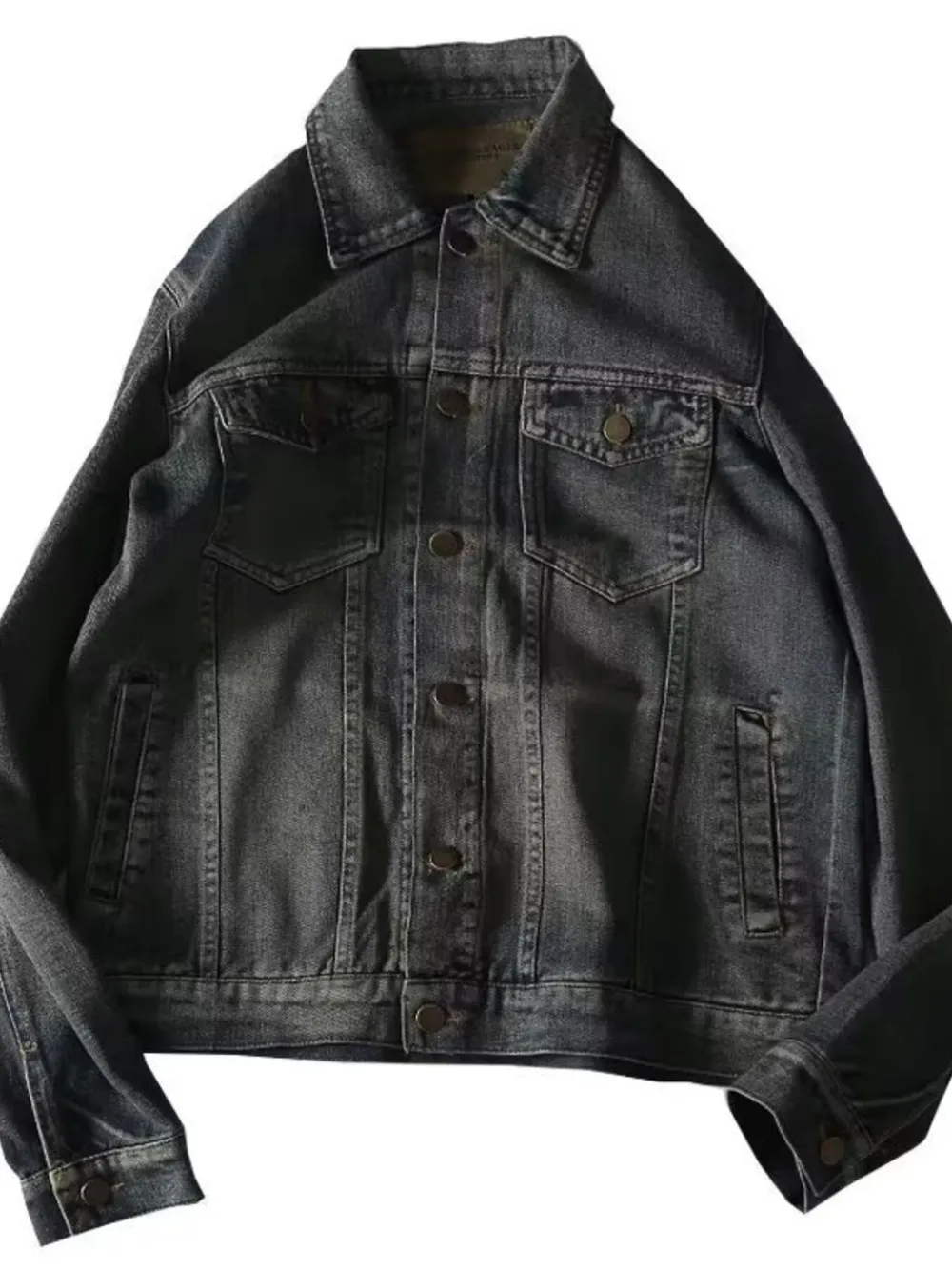 Men's Plus Size Button Up Long Sleeve Denim Jacket, image 2