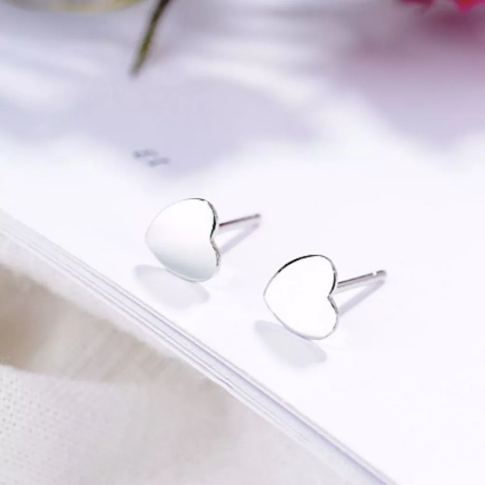 925 Sterling Silver Heart Stud Earrings, image 4