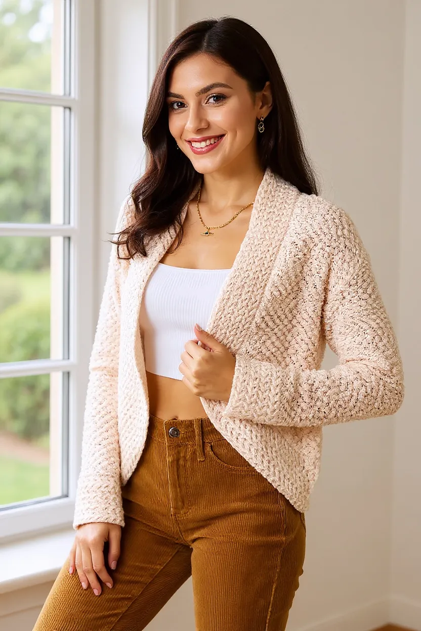 Open Front Long Sleeve Cardigan