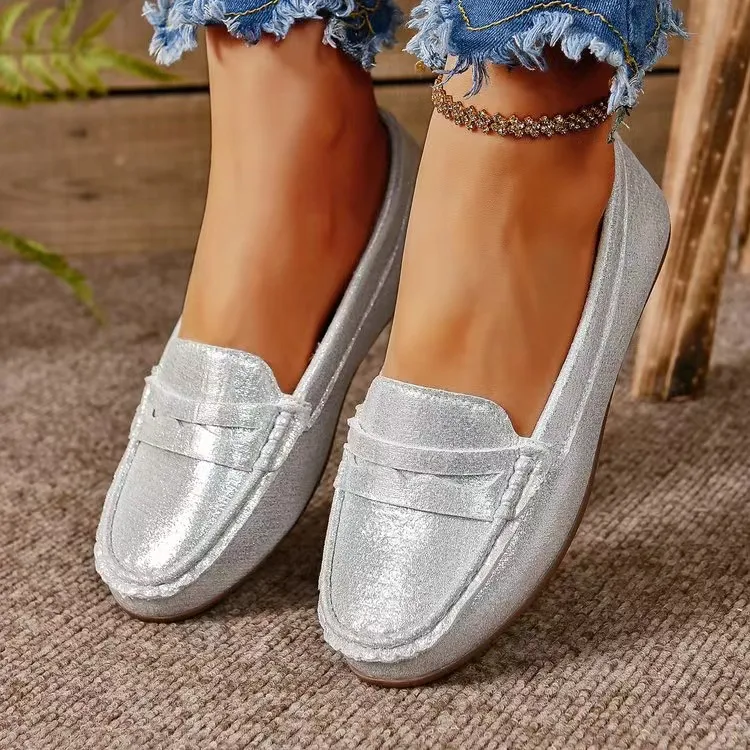 PU Leather Round Toe Flat Slip-Ons, image 2