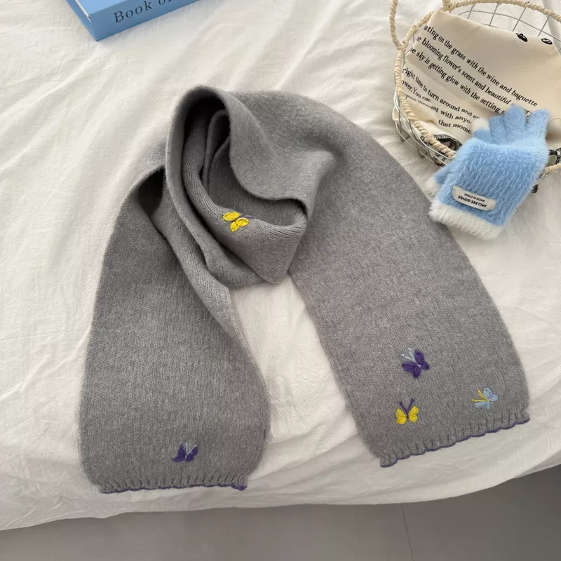 Butterfly Embroidered Knitted Scarf, image 19