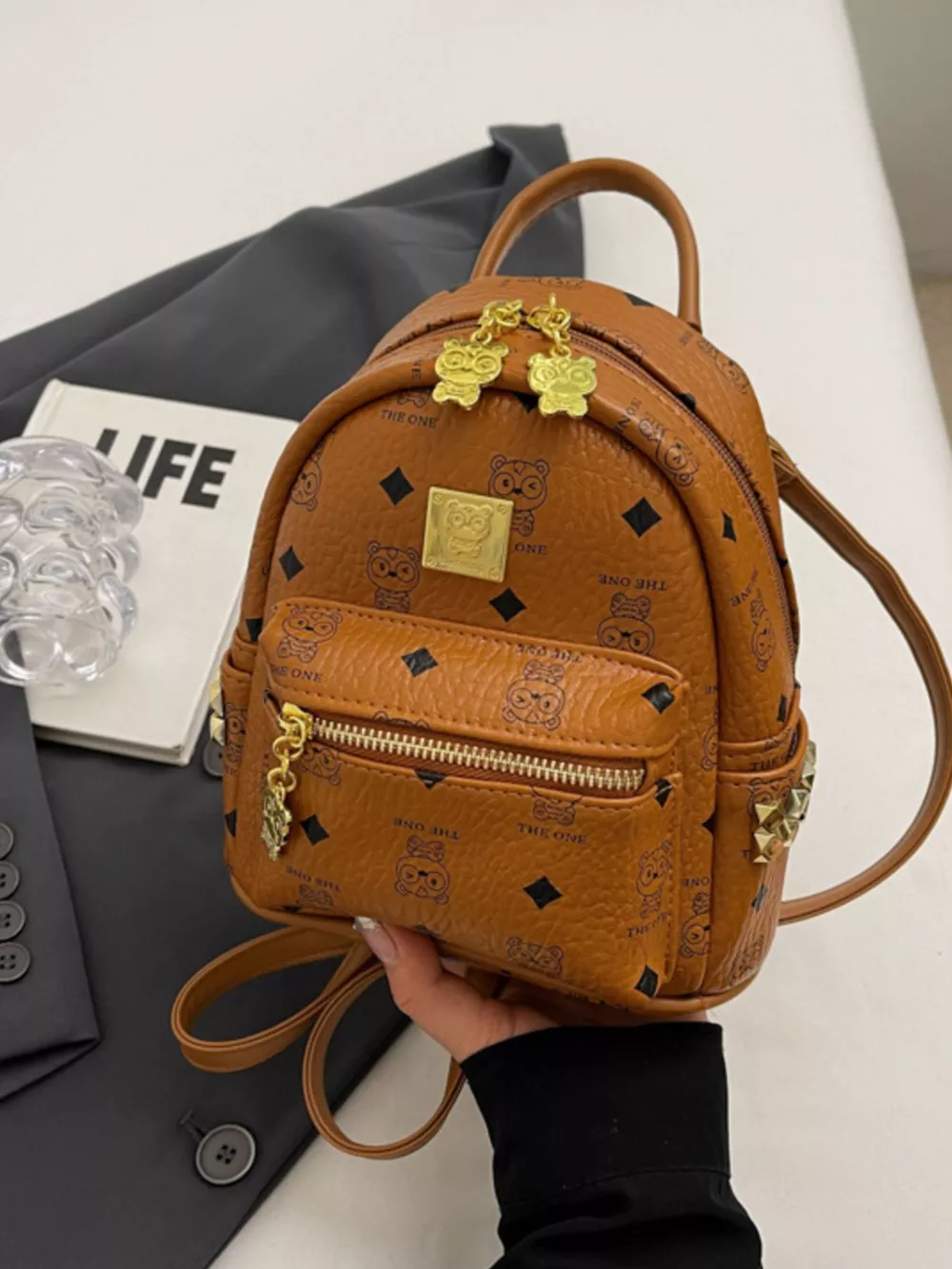 Patterned Mini Backpack Bag, image 3