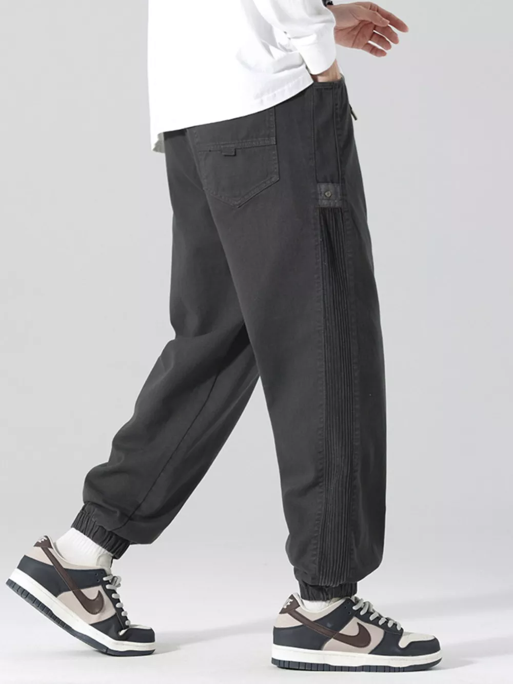 Men's Plus Size Drawstring Cargo Joggers with Pockets, image 9