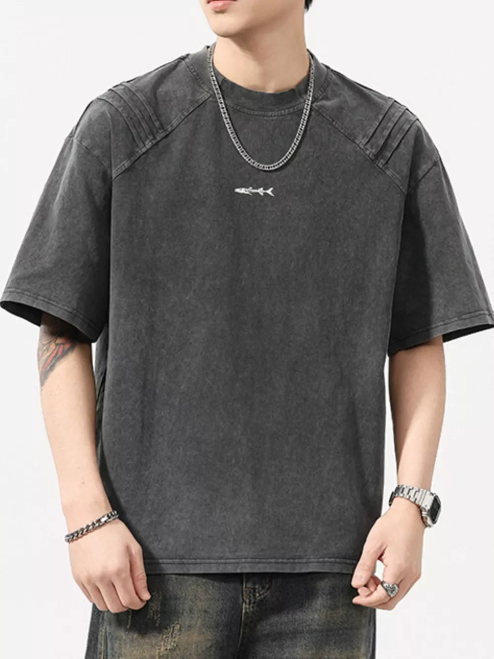 Men's Plus Size Round Neck Short Sleeve T-Shirt, image 2