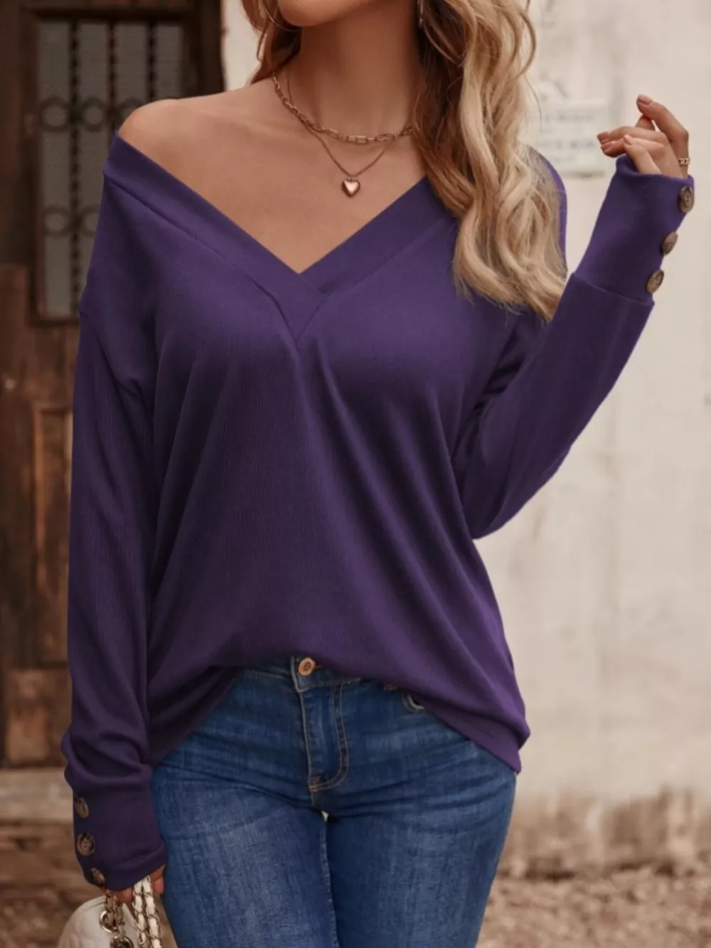 V-Neck Long Sleeve T-Shirt, image 25