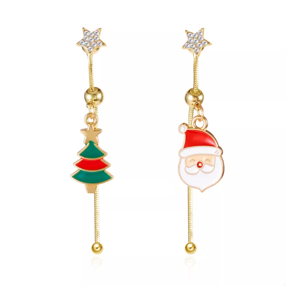 Christmas Santa Asymmetrical Drop Earrings, image 7