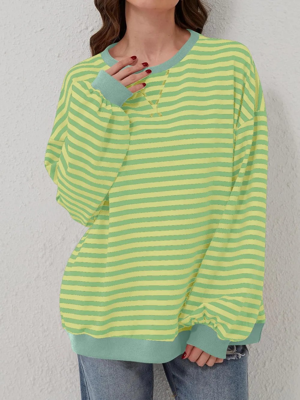 Contrast Striped Long Sleeve Sweatshirt, image 10