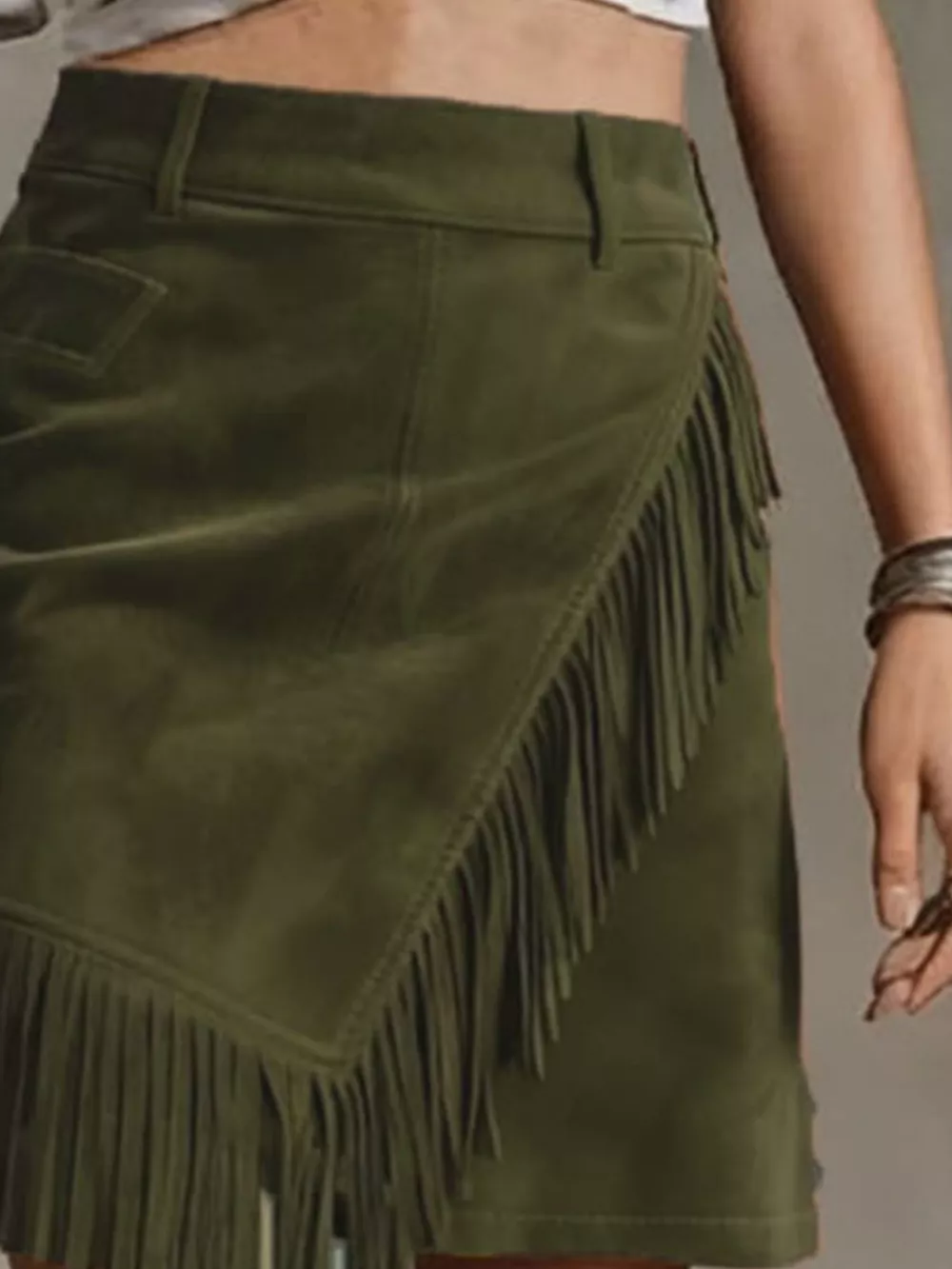 Fringed Wrap Mini Skirt, image 9