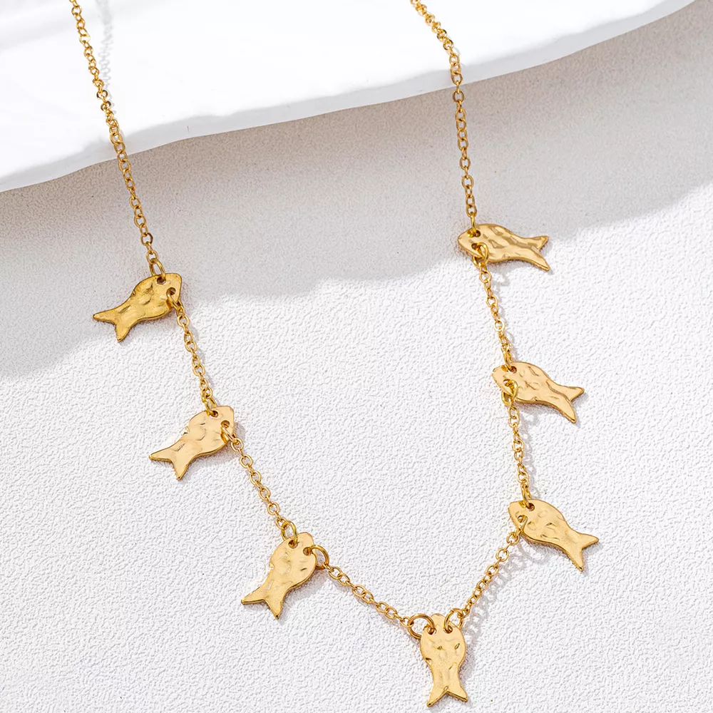 18K Gold-Plated Fish Charm Necklace, image 2