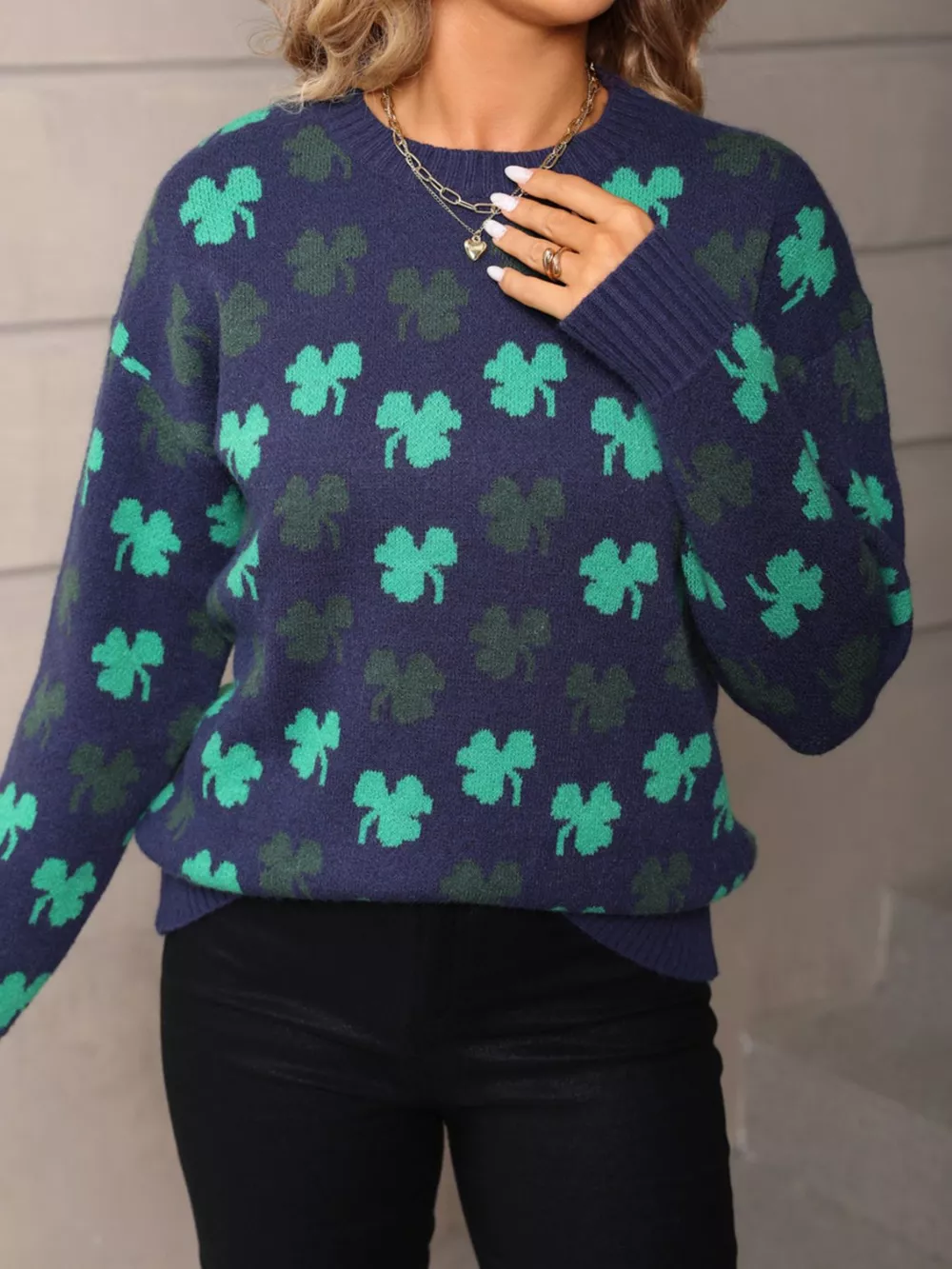 Lucky Clover Crew Neck Sweater, image 3
