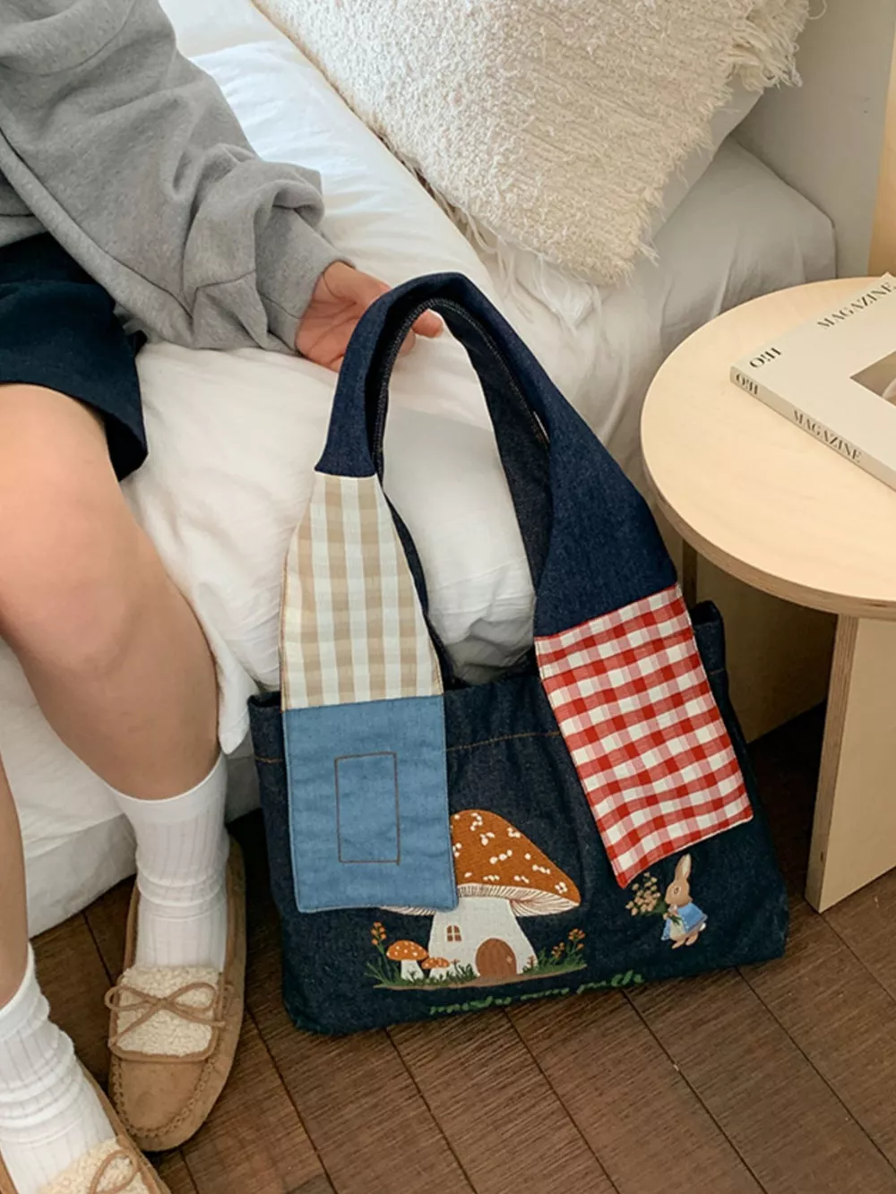 Mushroom Corduroy Tote Bag, image 6