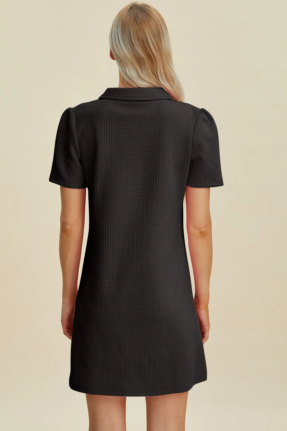 Full Size Texture Short Sleeve Dress, image 7