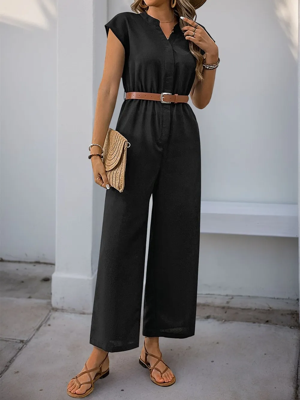 Notched Wide Leg Jumpsuit, image 2