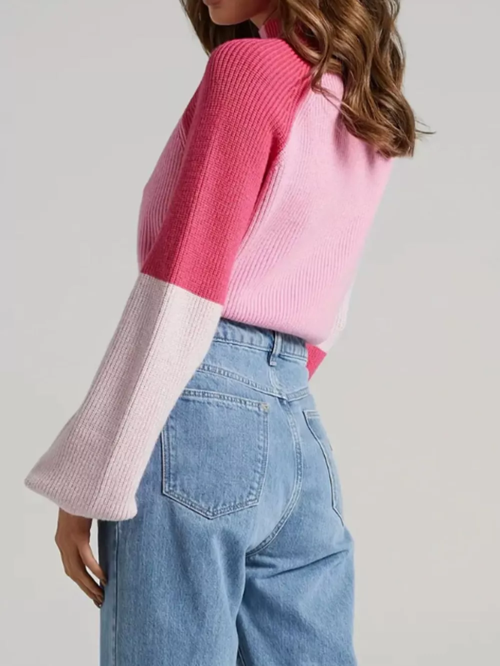 Color Block Mock Neck Sweater, image 4