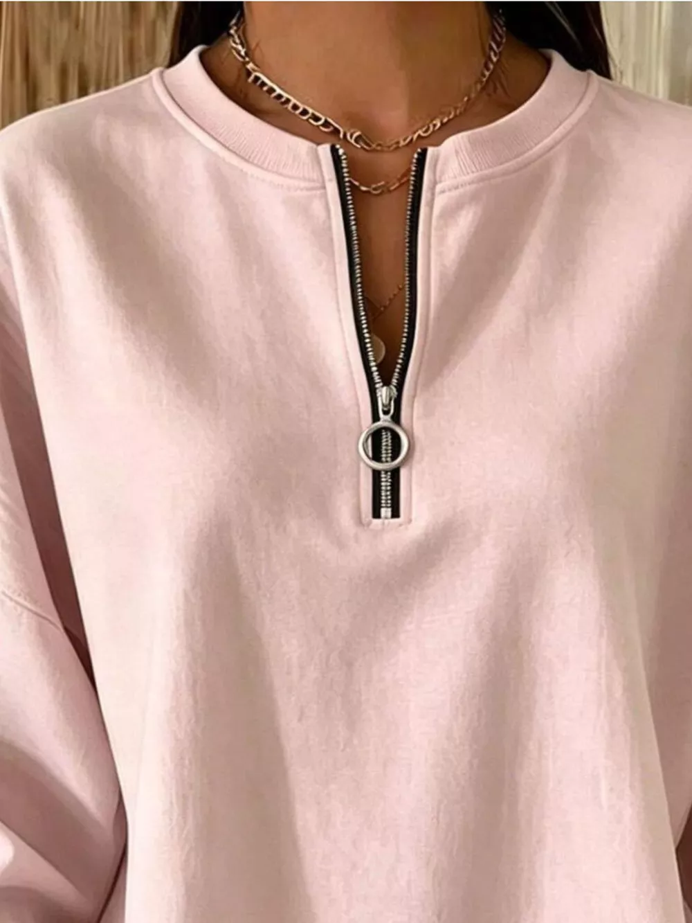 Quarter-Zip Dropped Shoulder Sweatshirt, image 8
