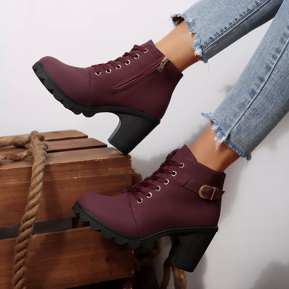 Lace Up Block Heels Boots, image 12
