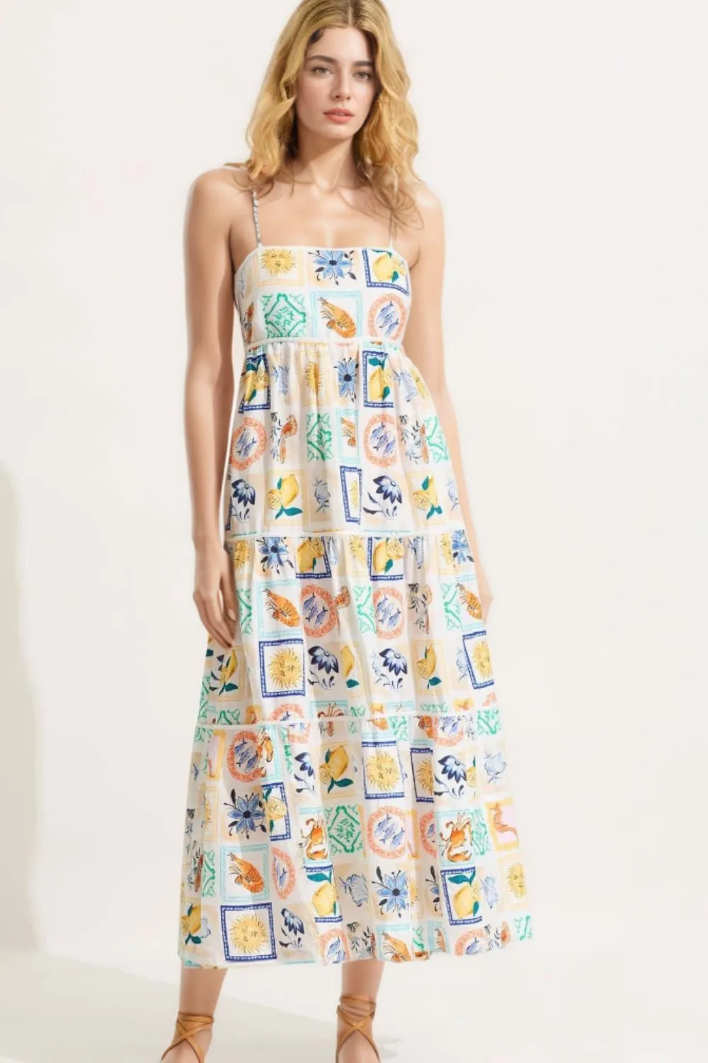 Summer Floral Print Tiered Maxi Cami Dress, image 2