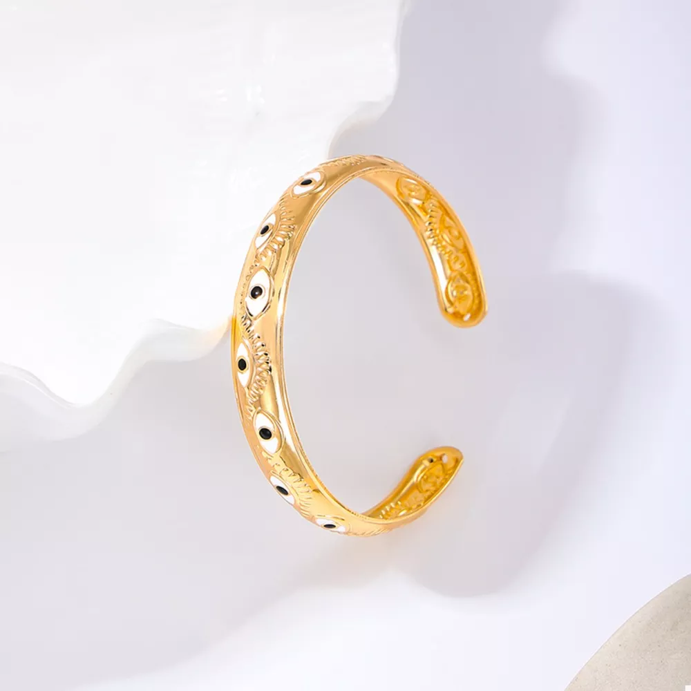 Evil Eye Open Bangle Bracelet, image 2