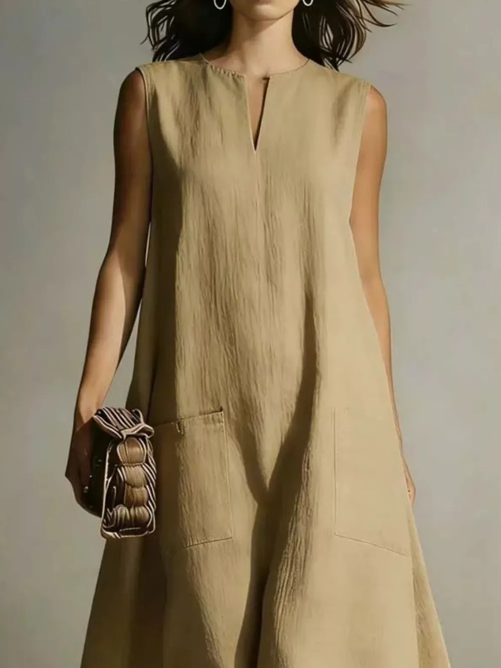 Full Size Notched Sleeveless Maxi Dress Plus Size, image 5