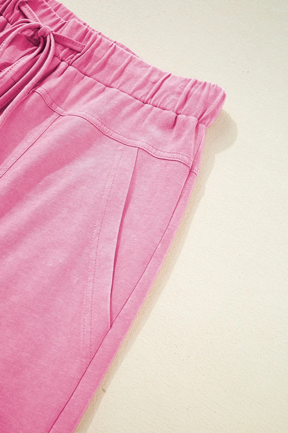 Mineral Wash Exposed Seam Drawstring High Waist Wide Leg Cargo Pants, image 7
