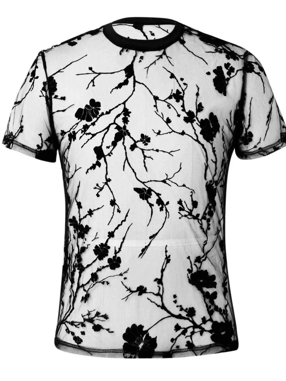 Men's Full Size Round Neck Short Sleeve Sheer Top Plus Size, image 3
