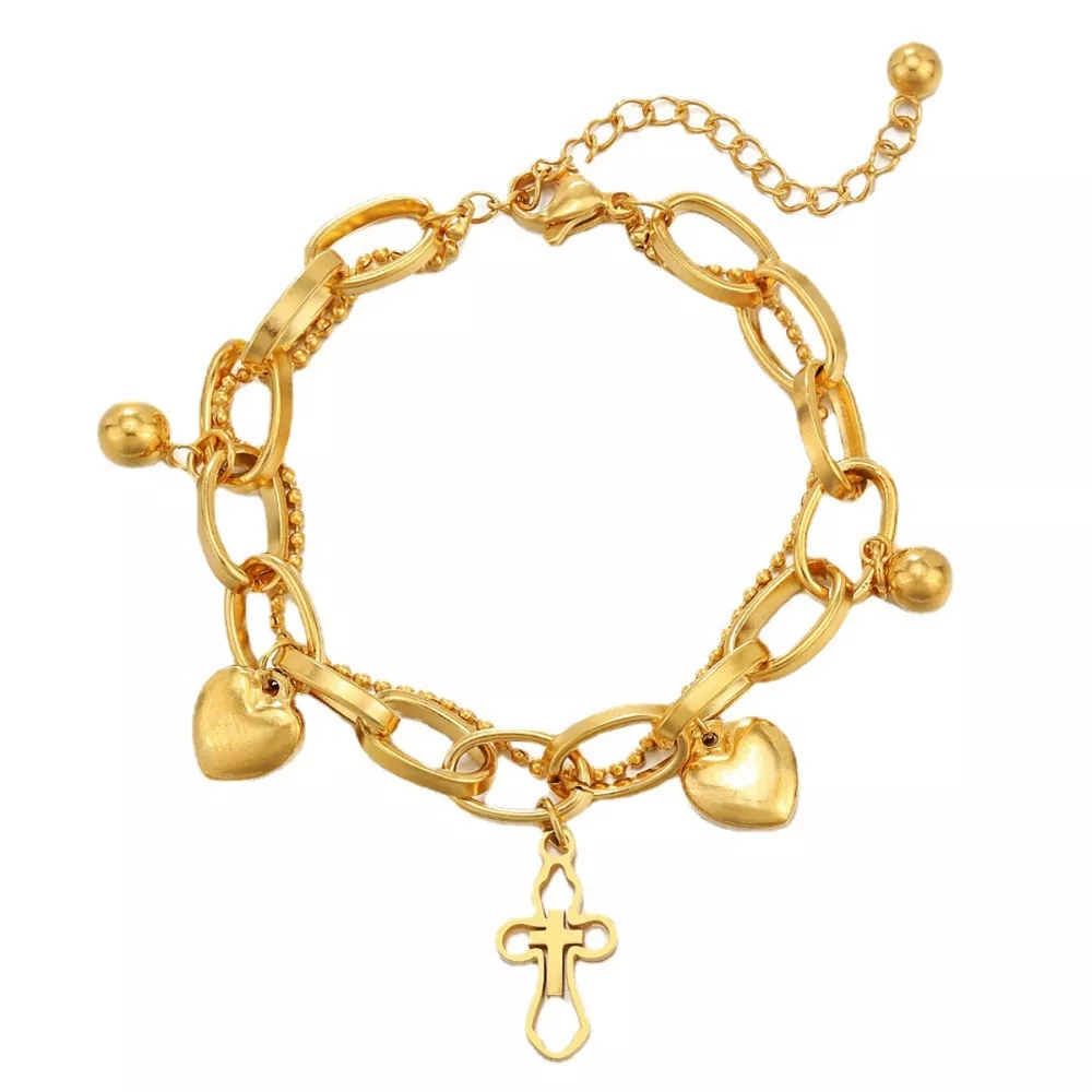 Cross and Heart Charm Bracelet, image 5