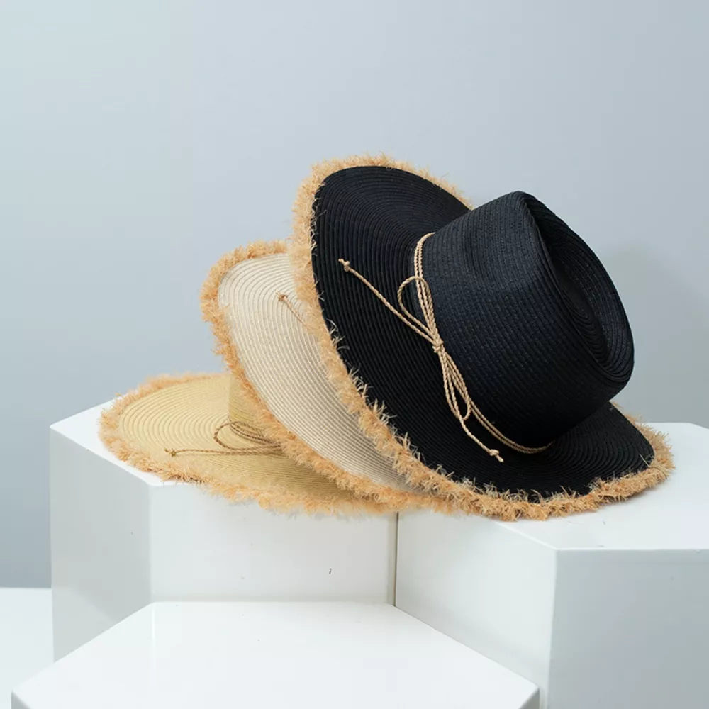 Frayed Brim Straw Hat, image 2