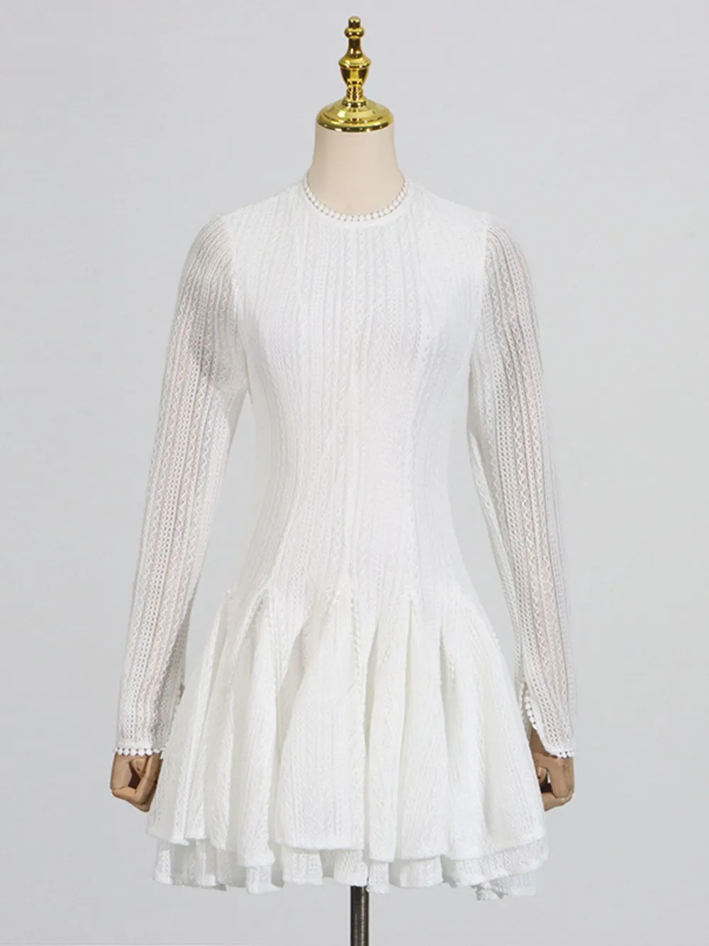 Layered Round Neck Long Sleeve Dress, image 6