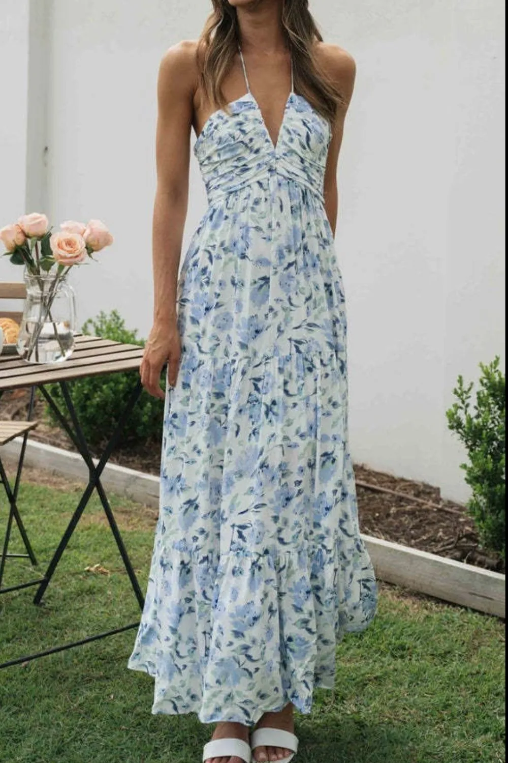 Floral Halter Neck Tiered Maxi Dress, image 5