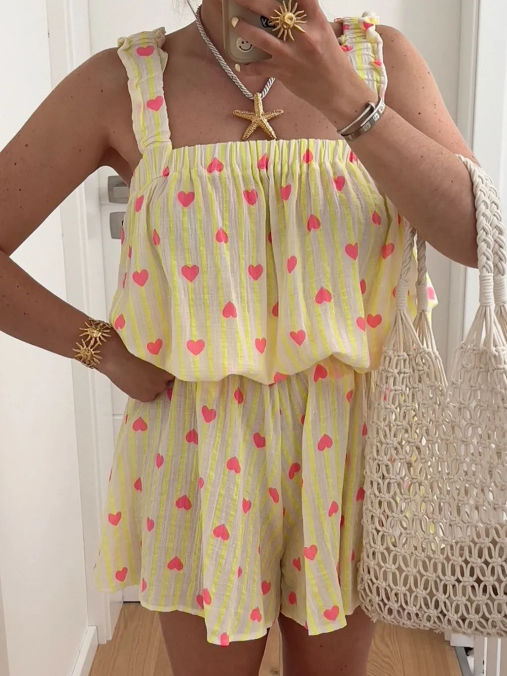 Striped Heart Cami Top and Shorts Set, image 8