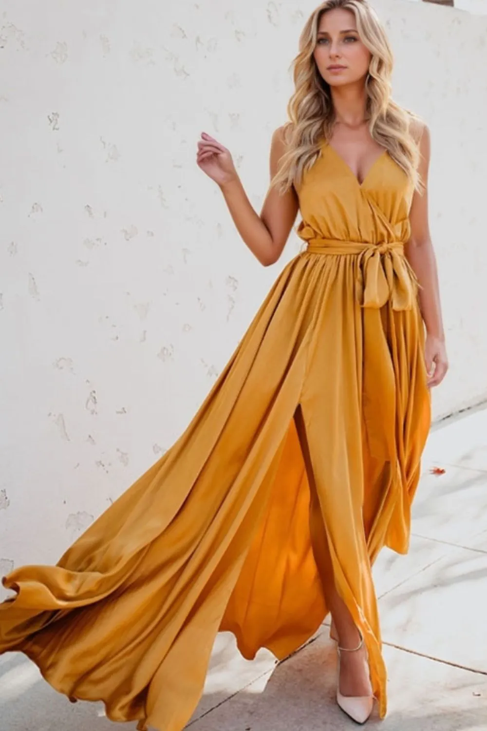 Surplice Tie Waist Maxi Dress, image 2