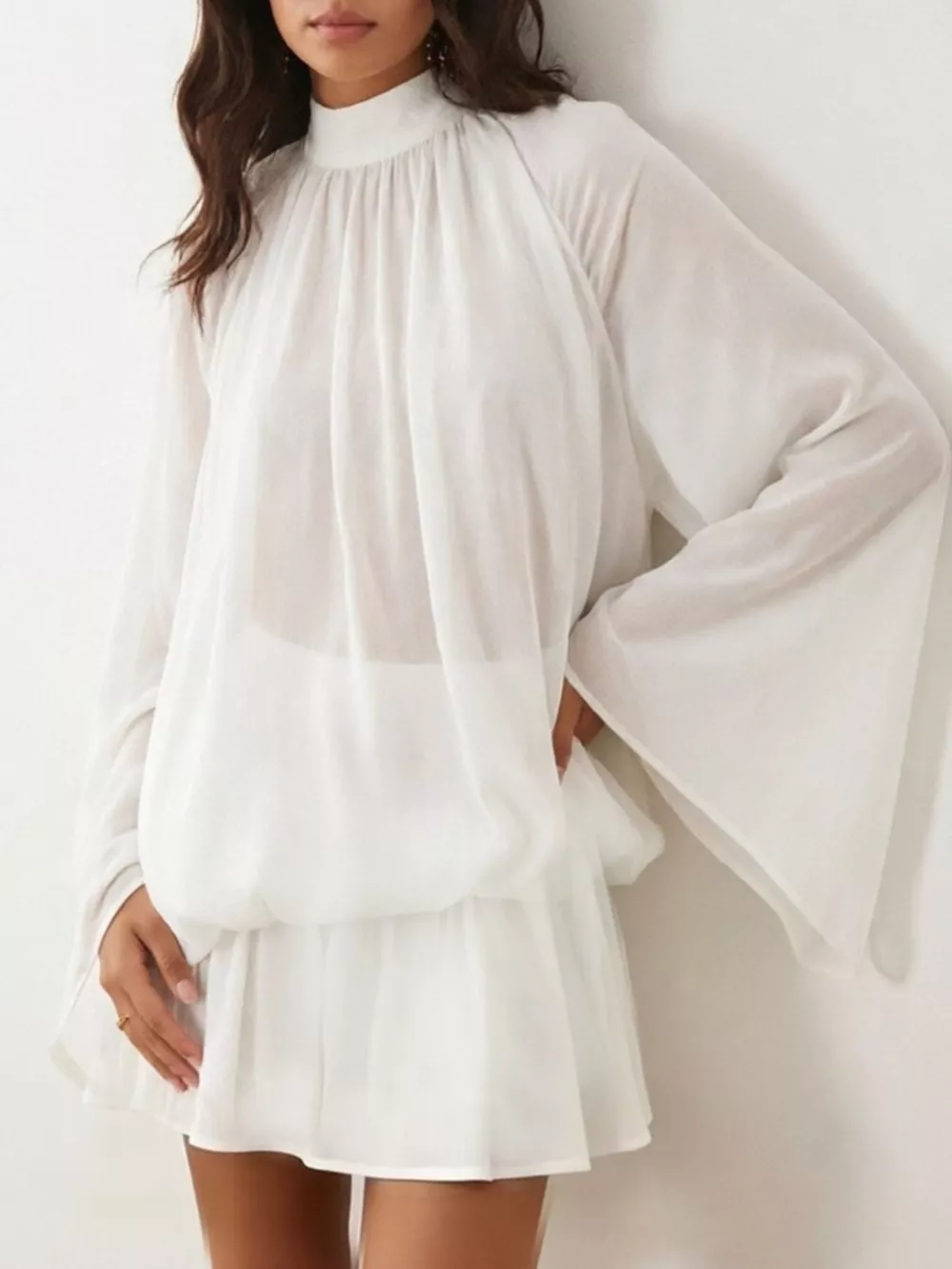 Tie Back Flare Sleeve Mini Dress, image 12