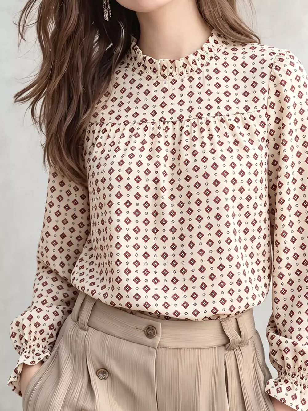 Printed Flounce Sleeve Blouse, image 10