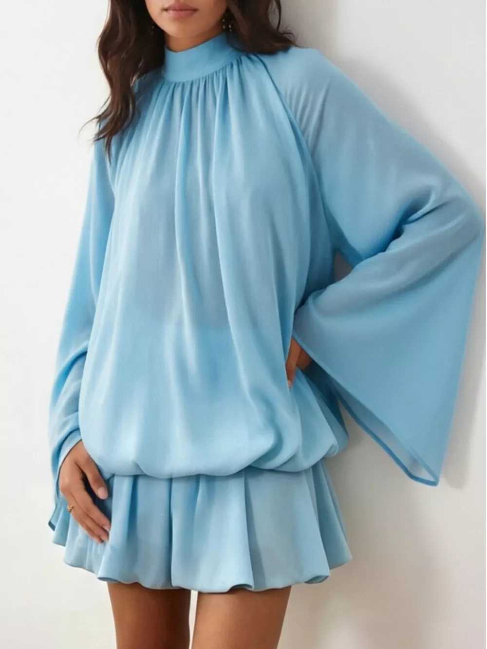 Tie Back Flare Sleeve Mini Dress, image 9
