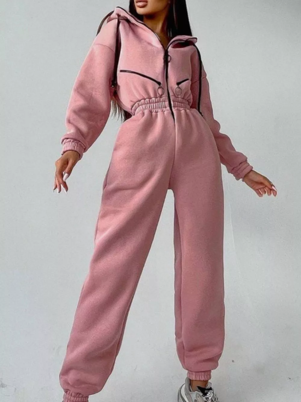 Hooded Zip-Up Long Sleeve Jumpsuit, image 26