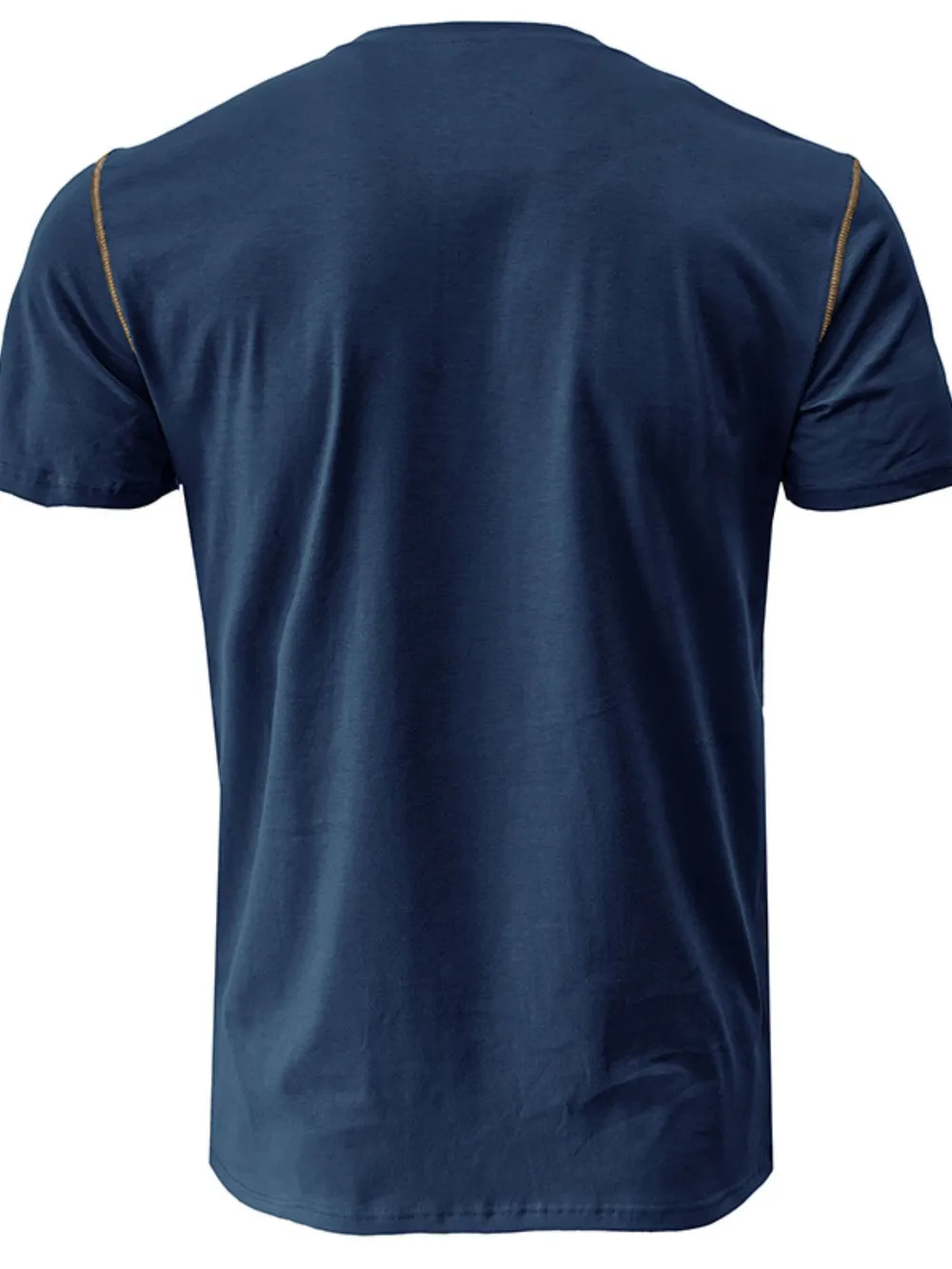 Men's Full Size Casual Henley T-Shirt with Contrast Stitching and Pocket Plus Size, image 5