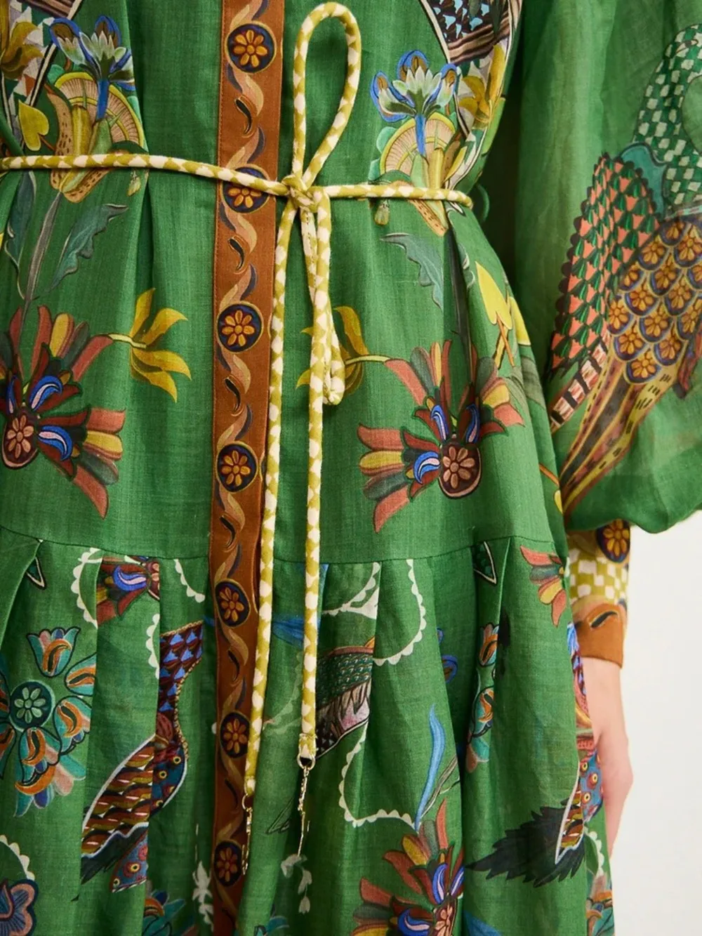 Printed Lantern Sleeve Maxi Shirt Dress, image 4