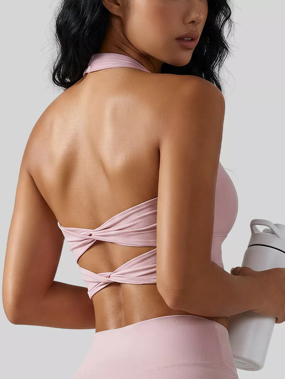 Twisted Back Halter Neck Active Bra, image 2